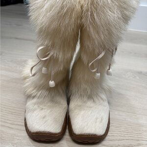 Women's Cream Fur/Wool Italian Made Winter Boots